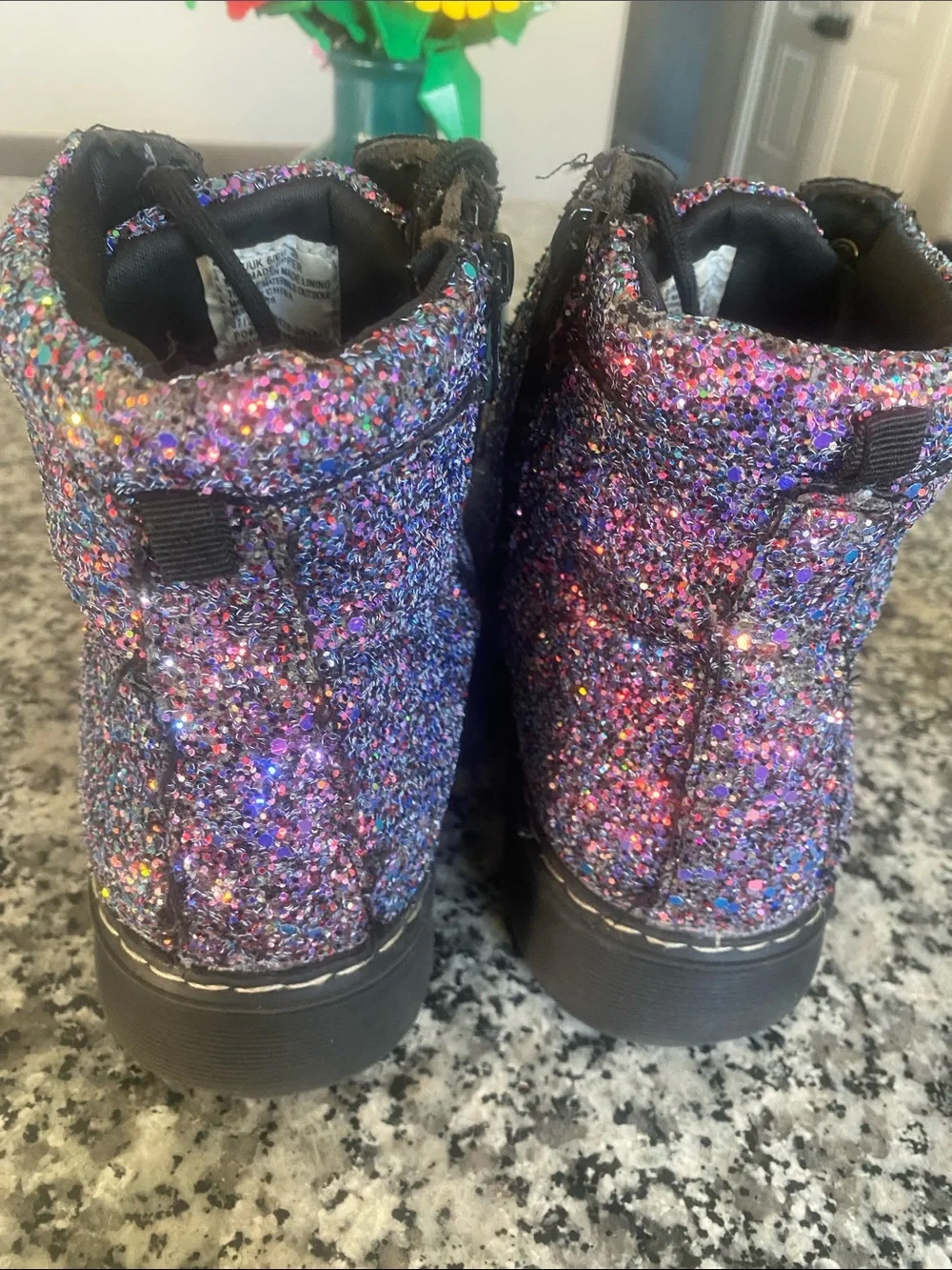 Fabkids iridescent Glitter Lace-Up side zipper Boots